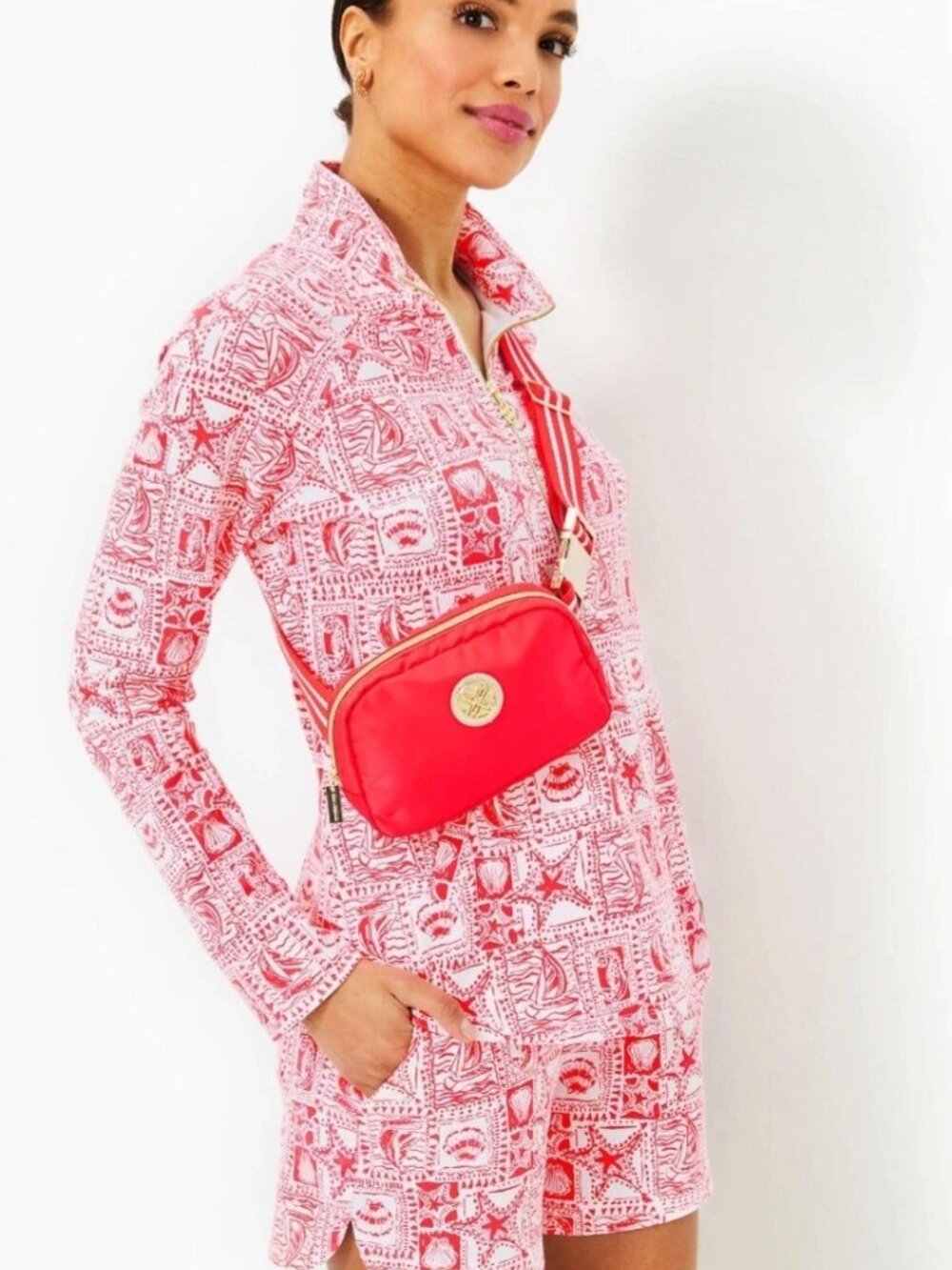 NWT Lilly Pulitzer Mizner Red Jeanie Belt Bag Solid Coral Pink Fanny Pack